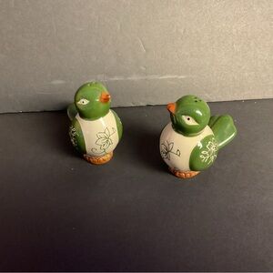 Green and White Bird Salt and Pepper Shakers